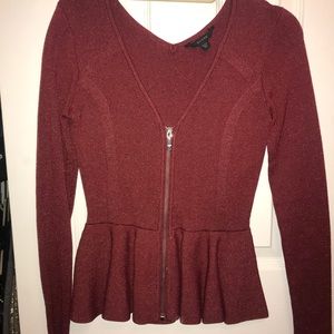 GUESS zip up peplum shimmer shirt!